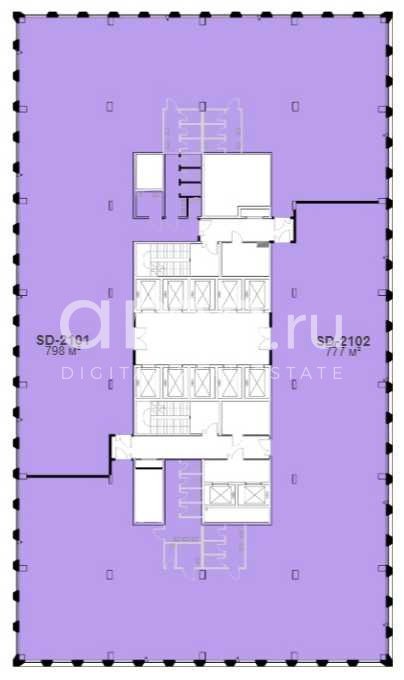 Планировка офиса 782-1639 м², 21 этаж, БЦ «Stone Дмитровская»